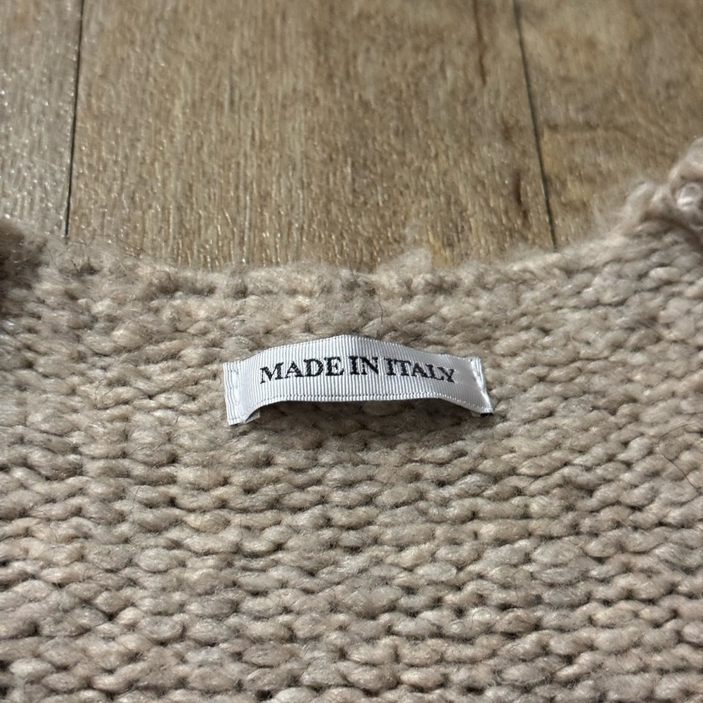 Made In Italy Heart Knitted Oversized Wool Blend Cardigan Sweater Size S/M - Picture 2 of 4